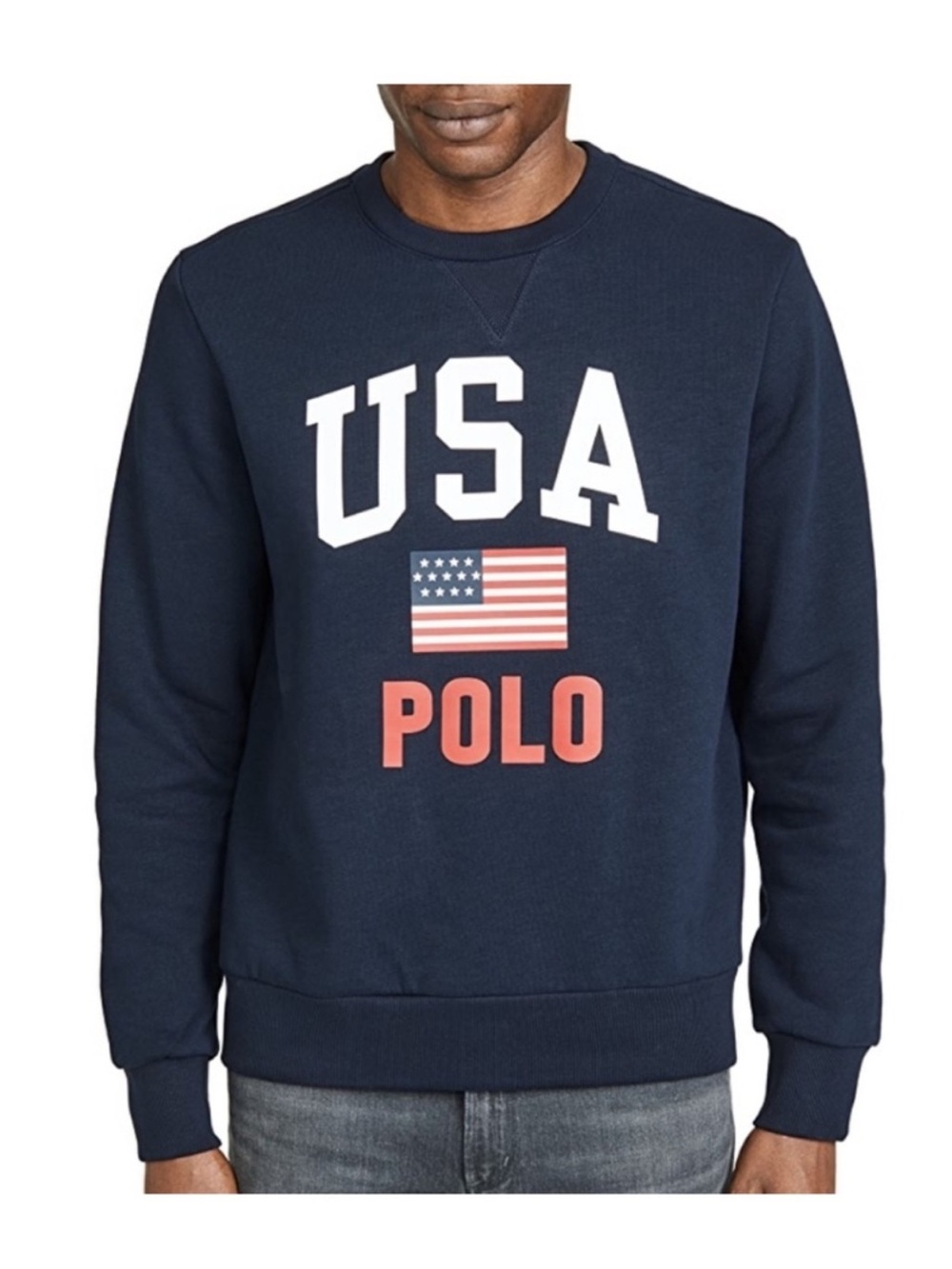 Polo Ralph Lauren USA Flag Polo Sweatshirt in navy size M